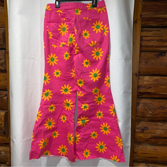 Free People Pink Floral Flare Jeans - Picture 2 of 4